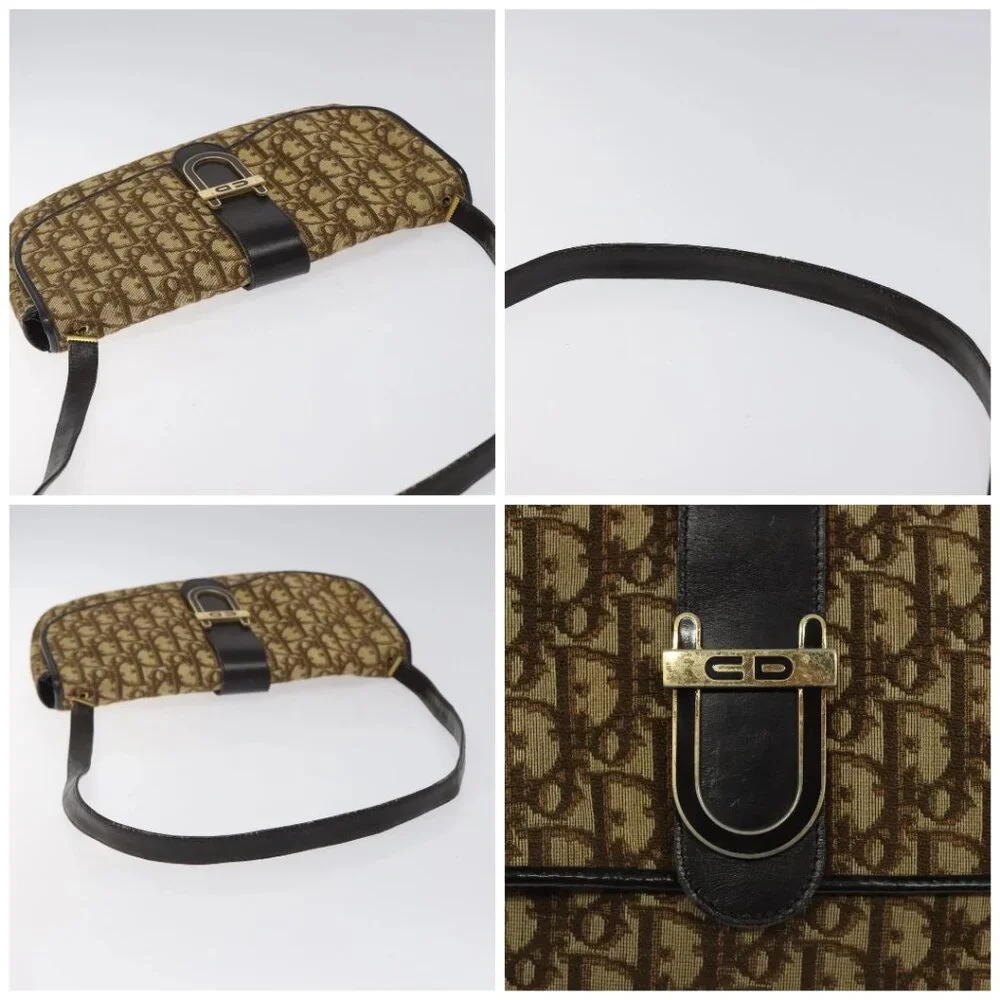 Christian Dior Trotter Canvas Shoulder Bag Brown Gold Auth 123499 - Picture 16 of 16